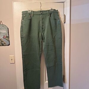 GAP Cheeky Straight High-Rise Jeans in Olive Green